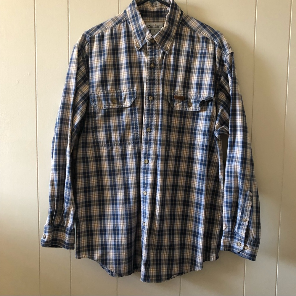 Carhartt Mens Plaid Button Down, Size L
